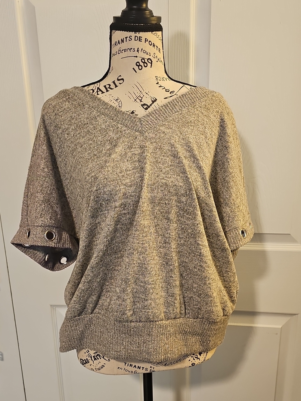 Neutral Metallic Short Sleeve Women's Blouse
